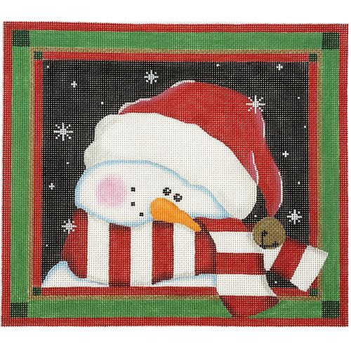 Shy Snowman Red & Green Painted Canvas Pepperberry Designs - 1