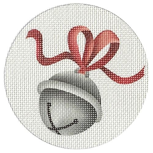 Silver Bell Ornament Round Painted Canvas Pepperberry Designs - 1