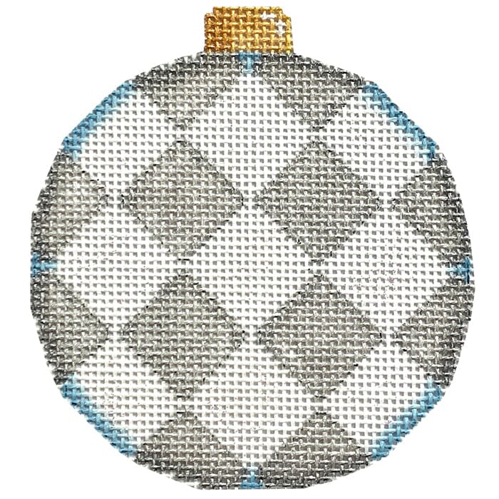 Silver Harlequin Ball Ornament Painted Canvas Associated Talents - 1