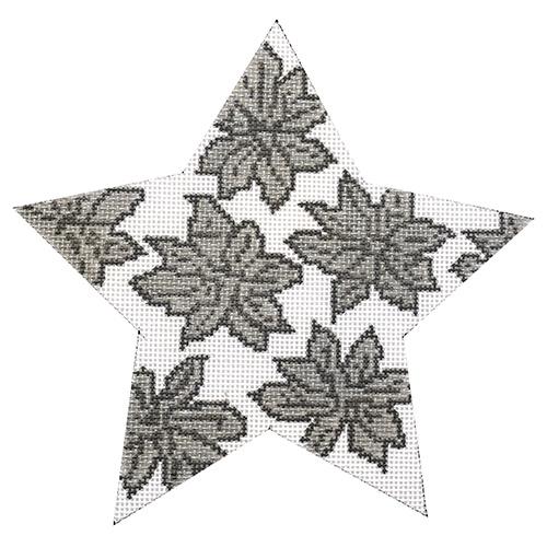 Silver Poinsettia Star Painted Canvas Whimsy & Grace - 1