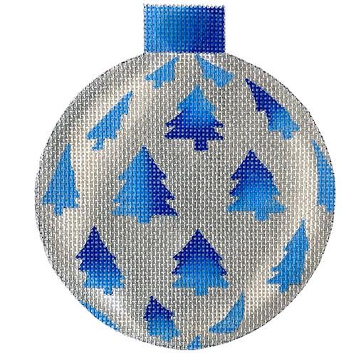 Silver with Blue Trees Painted Canvas All About Stitching/The Collection Design - 1