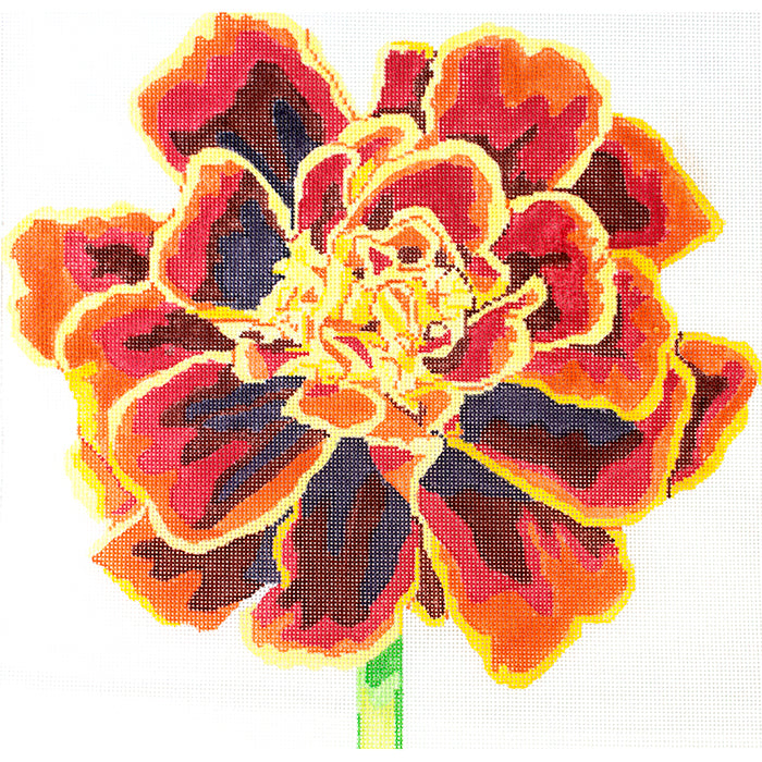 Simple Flower Mahogany Marigold Painted Canvas Jean Smith - 1