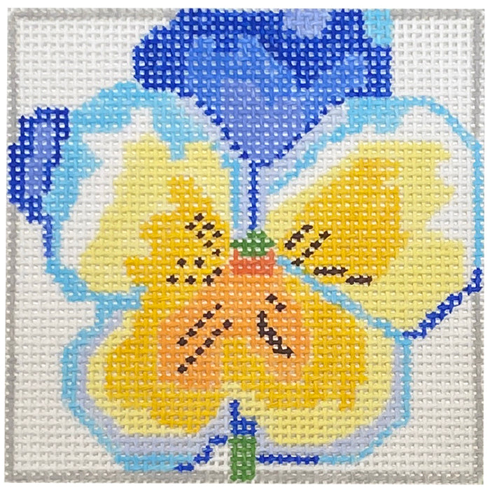 Simply Flowers Pansy Coaster Painted Canvas Jean Smith - 1