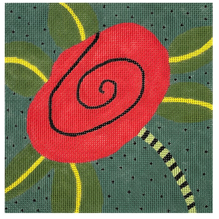Single Flower 2 Painted Canvas ditto! Needle Point Works - 1