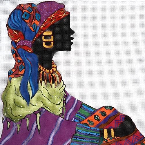 Single Lady in Waiting Painted Canvas Julie Mar Needlepoint Designs - 1