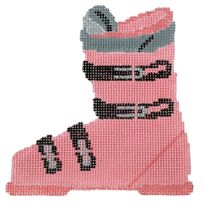 Ski Boot Pink Painted Canvas Kathy Schenkel Designs - 1