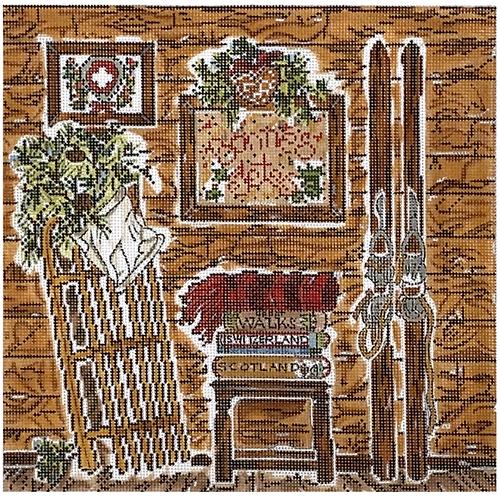 Ski Cabin on 18 Painted Canvas Cooper Oaks Design - 1
