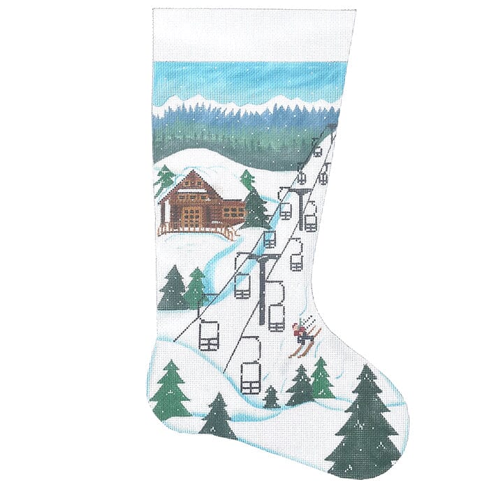 Ski Lodge Stocking Painted Canvas Alice Peterson Company - 1