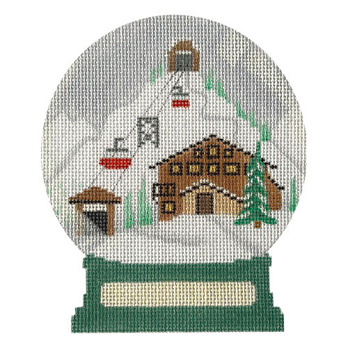 Ski Mountain Snowglobe Painted Canvas Vallerie Needlepoint Gallery - 1