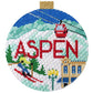 Ski Resorts - Aspen with Stitch Guide Painted Canvas Kirk & Bradley 