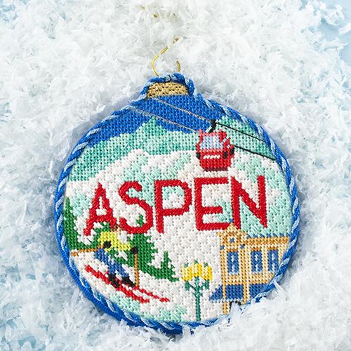 Ski Resorts - Aspen with Stitch Guide Painted Canvas Kirk & Bradley 