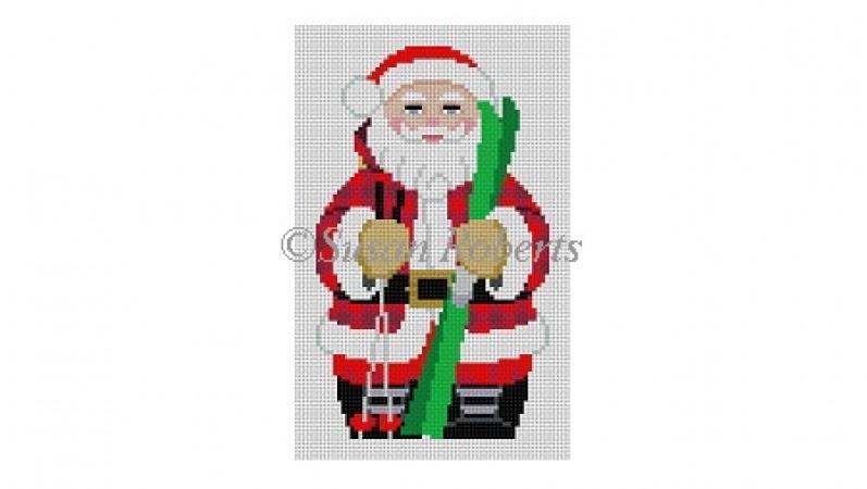 NeedlepointUS: Santa Skiing Needlepoint Stocking Canvas, Christmas