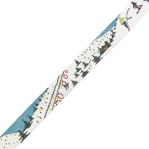 Ski Scene Winter Belt Painted Canvas The Meredith Collection - 1