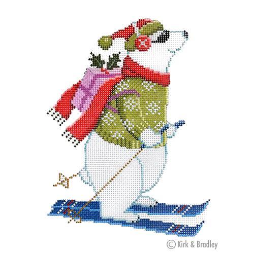 Skiing Polar Bear Painted Canvas Kirk & Bradley - 1