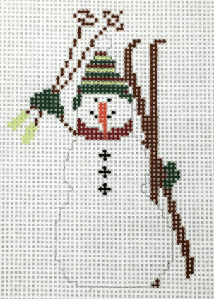 Skiing Snowman Painted Canvas Pippin