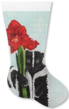Skunk with Amaryllis Painted Canvas Scott Church Creative - 1