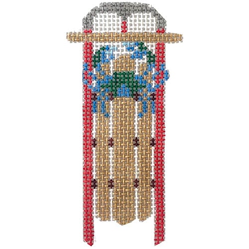 Sled with Blue Crab Painted Canvas Anne Fisher Needlepoint LLC