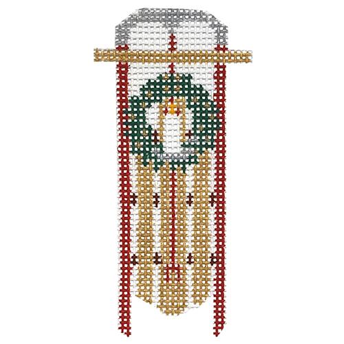 Sled with Candle Painted Canvas Anne Fisher Needlepoint LLC