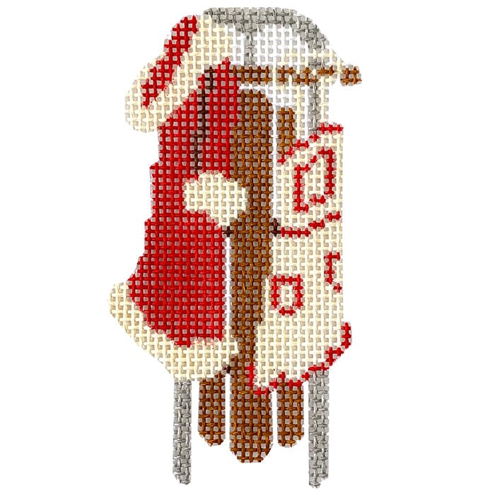 Sled with Mrs. Claus Outfit Painted Canvas Anne Fisher Needlepoint LLC