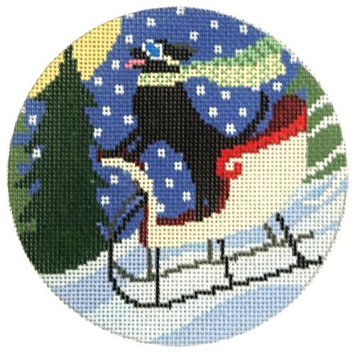 Sledding Dog Painted Canvas CBK Needlepoint Collections