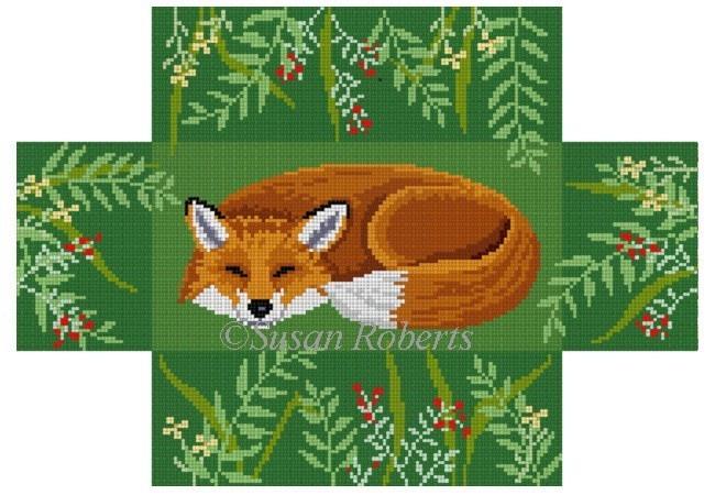 Sleeping Fox Brick Cover Painted Canvas Susan Roberts Needlepoint Designs Inc.