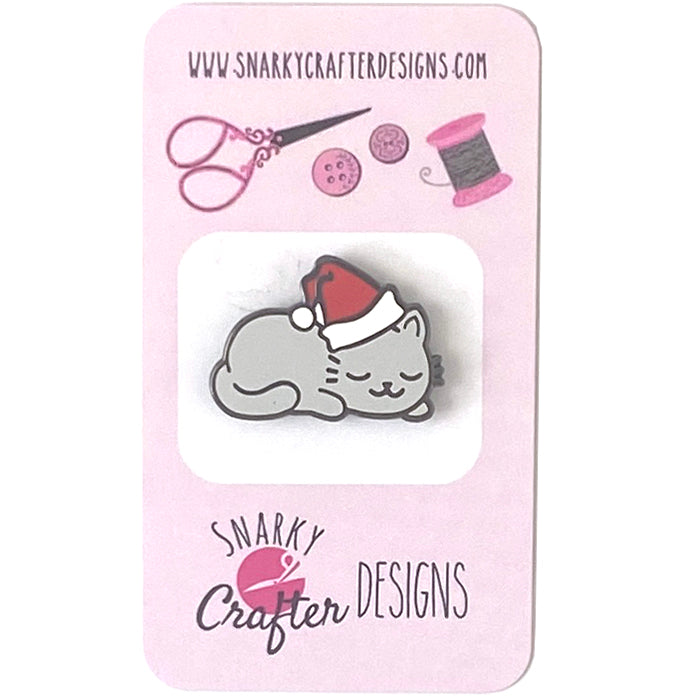 Sleepy Christmas Kitty Needleminder Accessories Snarky Crafter Designs - 1