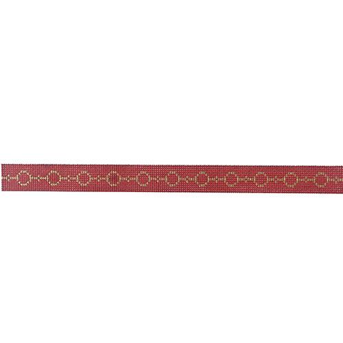 Slim Cuff Gold Circles on Red Painted Canvas The Plum Stitchery - 1