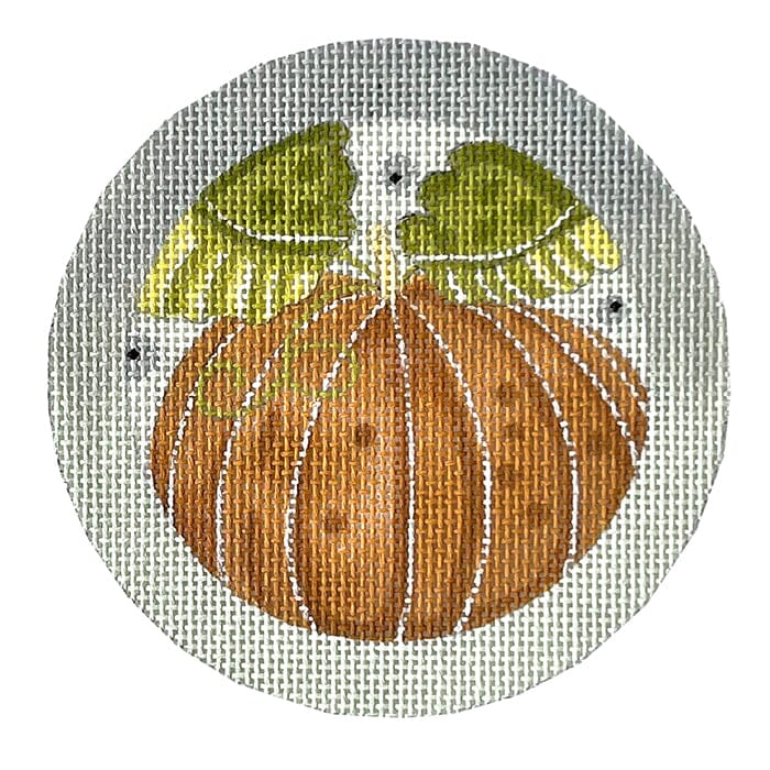 Small Button Pumpkin Painted Canvas ditto! Needle Point Works