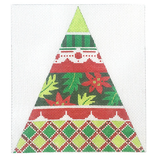 Small Christmas Pattern Tree Shape Painted Canvas Alice Peterson Company