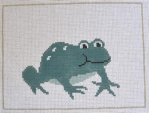 Small Frog Pillow Painted Canvas Kathy Schenkel Designs - 1