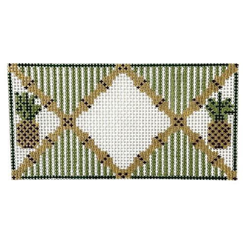 Small Pineapple Insert with Monogram Chart Painted Canvas Tina Griffin Designs - 1