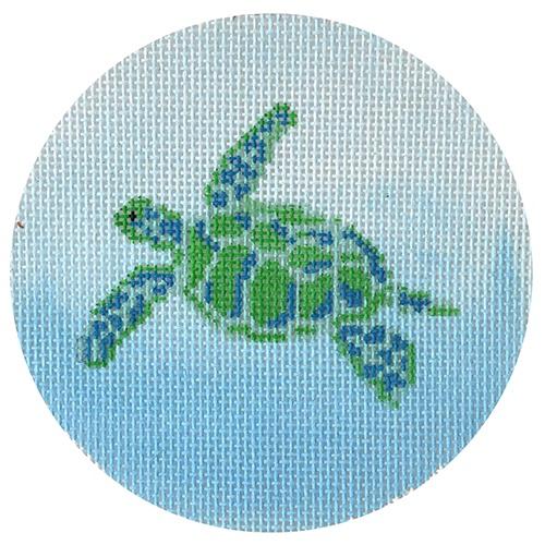 Small Sea Turtle Painted Canvas Blue Ridge Stitchery - 1