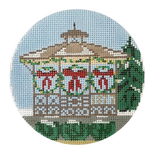 Small Town Gazebo Painted Canvas Blue Ridge Stitchery - 1