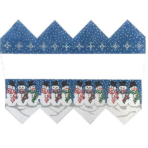 Smiling Snowmen 3D Present Ornament Painted Canvas Tina Griffin Designs - 1
