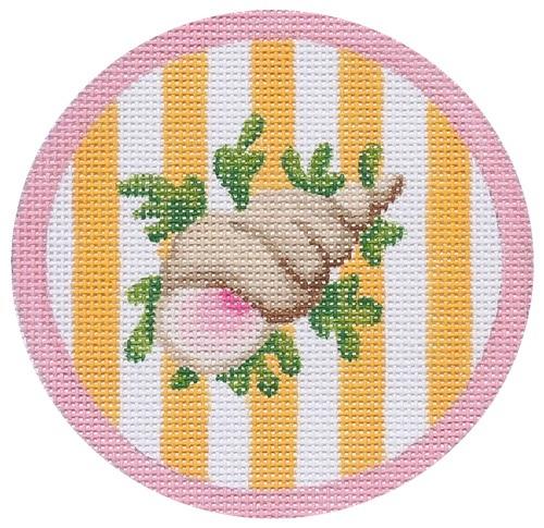 Snail on Pink Cabana Painted Canvas Kate Dickerson Needlepoint Collections