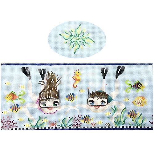 Snorkelers Hinged Box with Hardware Painted Canvas Funda Scully - 1