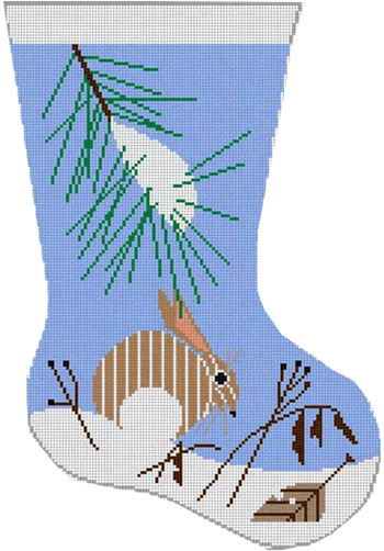Snow Bunny Stocking Painted Canvas Charley Harper - 1