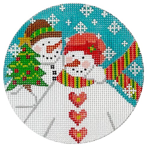Snow Couple Ornament DD Painted Canvas Danji Designs - 1
