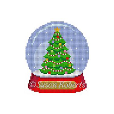 Snow Globe Christmas Tree Painted Canvas Susan Roberts Needlepoint Designs Inc. 