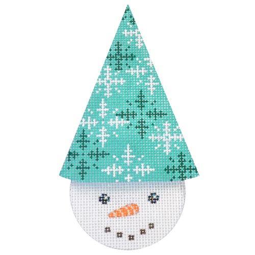 Snowcone Mint Snowflake with Stitch Guide Painted Canvas Needlepoint.Com