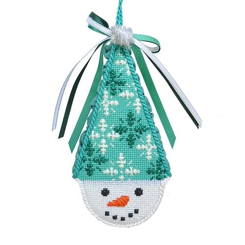 Snowcone Mint Snowflake with Stitch Guide Painted Canvas Needlepoint.Com