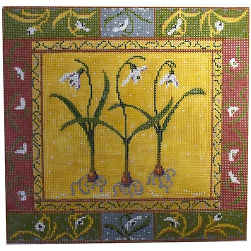 Snowdrops Painted Canvas The Plum Stitchery - 1
