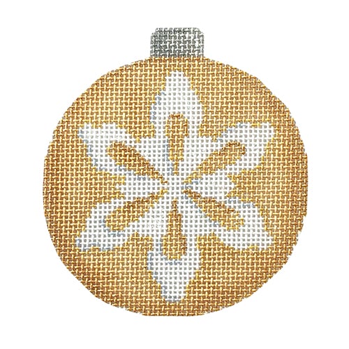 Snowflake 1 on Gold Ball Ornament Painted Canvas Associated Talents - 1