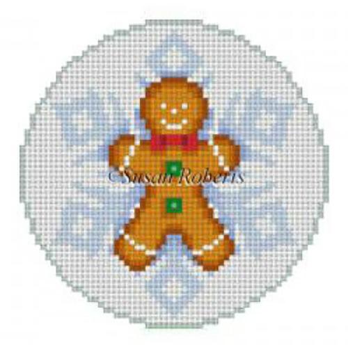 Snowflake Gingerbread Boy Painted Canvas Susan Roberts Needlepoint Designs, Inc.