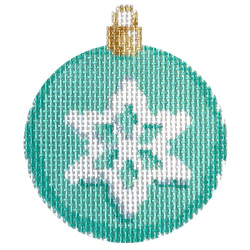 Snowflake on Aqua Mini Ball Ornament