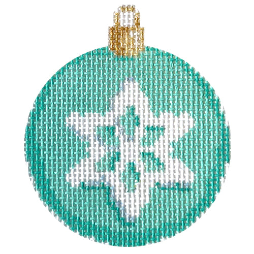 Snowflake on Aqua Mini Ball Ornament Painted Canvas Associated Talents - 1