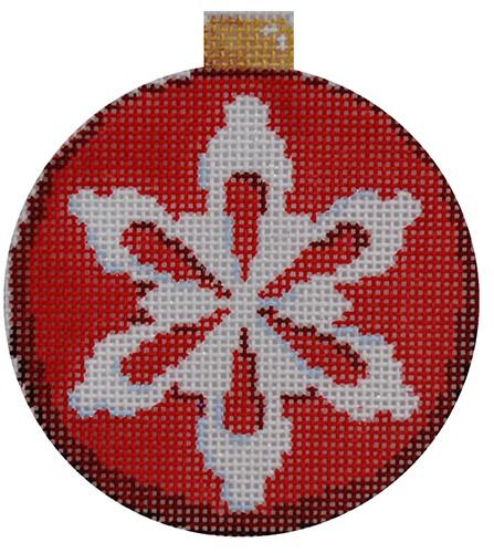 Snowflake on Red Ball Ornament Painted Canvas Associated Talents
