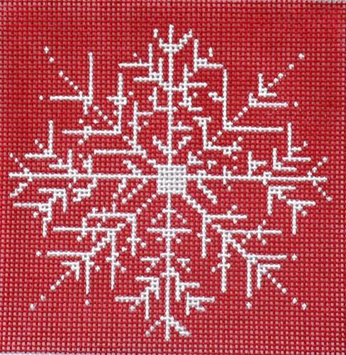 Snowflake Red Background Painted Canvas CBK Needlepoint Collections - 1