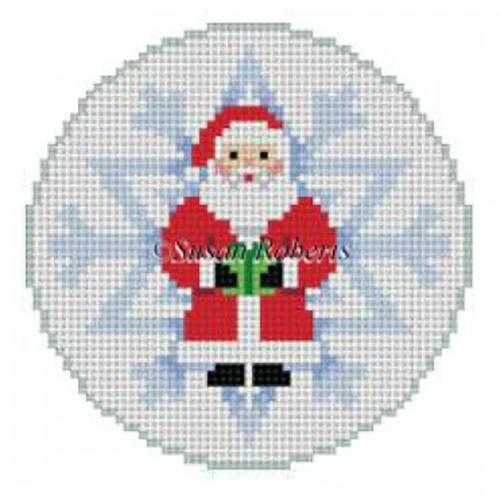 Snowflake Santa Ornament Painted Canvas Susan Roberts Needlepoint Designs, Inc. 