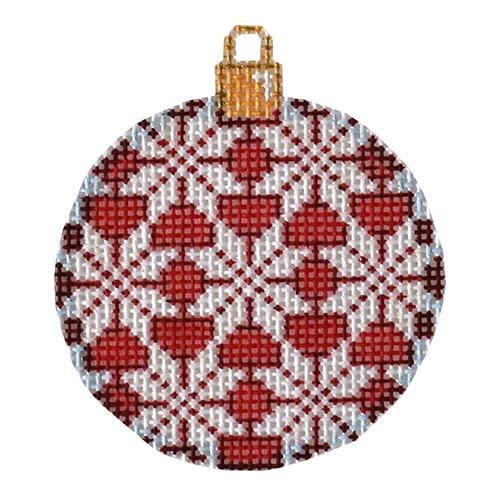 Snowflakes on Red Mini Ball Ornament 